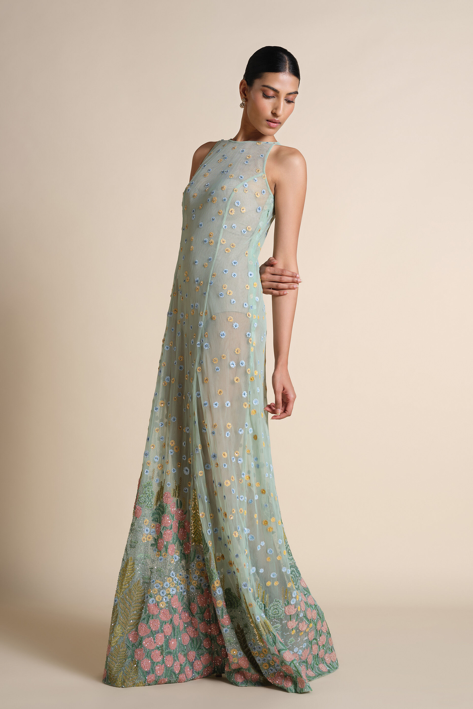 Lakeforest Embroidered Gown - Sage